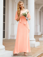 Vestido formal de fiesta Sunnderly, largo, para madre de la novia, con capa con volantes, SY28026 