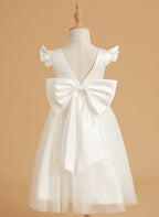 A-Linie Satin Tüll Knielanges Altrosa Kleid (2003227179) 