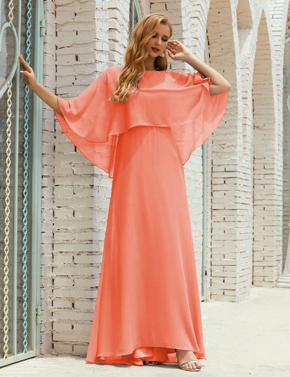 Vestido de dama de honor Sunnderly para mujer, de gasa, manga larga y cuello en V, vestido formal para boda o fiesta SY28018 