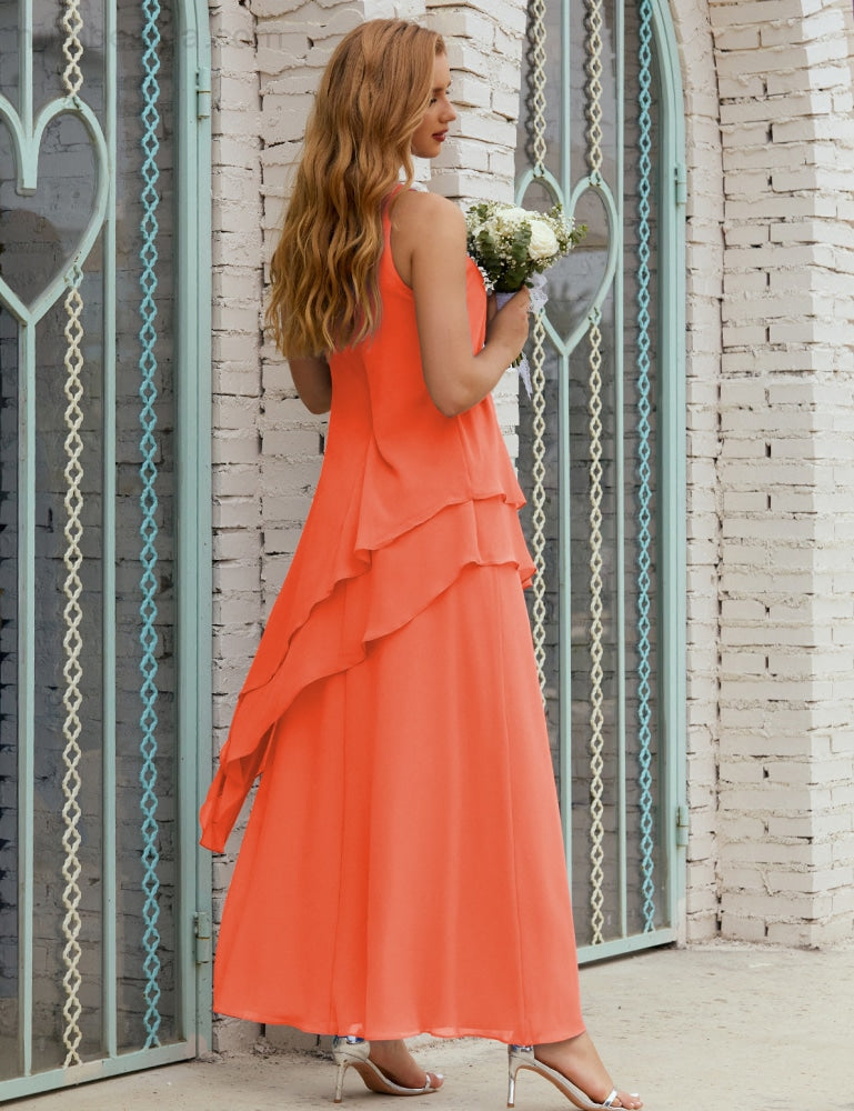 Chiffon Langes Plus Size Kleider für die Brautmutter Formales Brautjungfern-Abschlussballkleid SY28019 