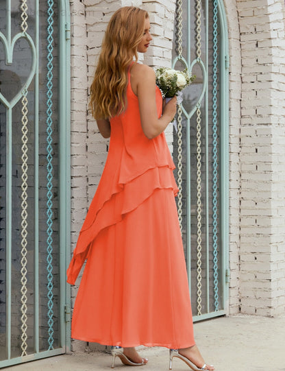 Chiffon Langes Plus Size Kleider für die Brautmutter Formales Brautjungfern-Abschlussballkleid SY28019 