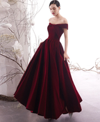 Vestido de fiesta largo burdeos sencillo Vestido de noche burdeos Y1428