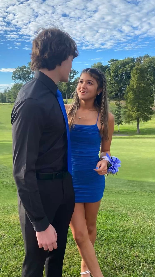 Sexy Königsblaues, figurbetontes Kleid, Königsblaues Minikleid, Kurzes Homecoming-Kleid Y2231