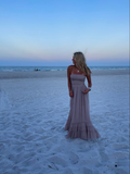 Charming Strapless A-line Beach Dress Long Evening Dress Y6928