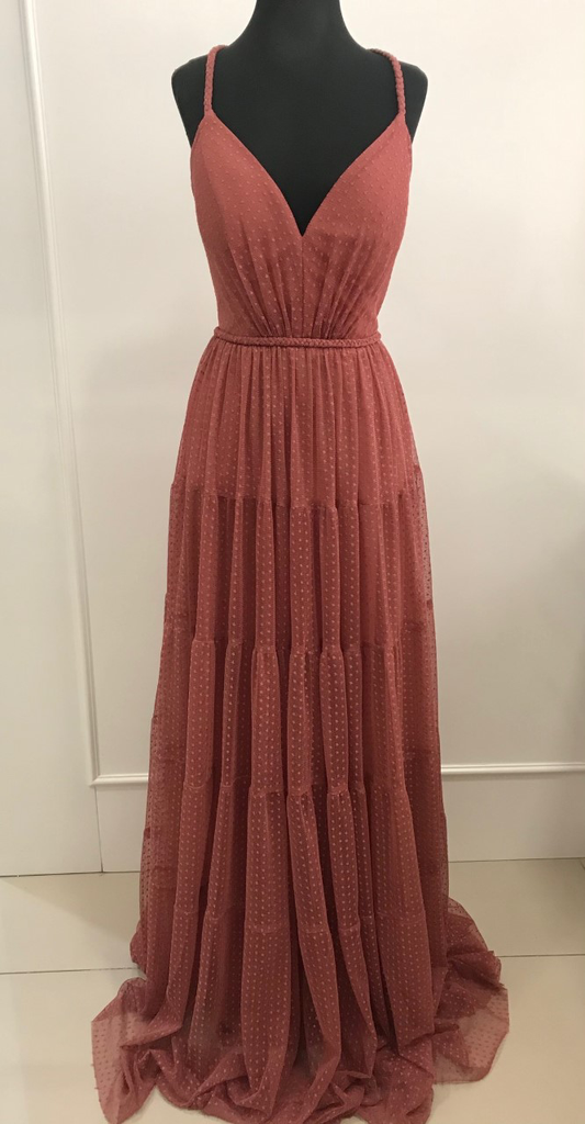 A-Linie V-Ausschnitt Langes Ballkleid, Charmantes Abendkleid Y1351