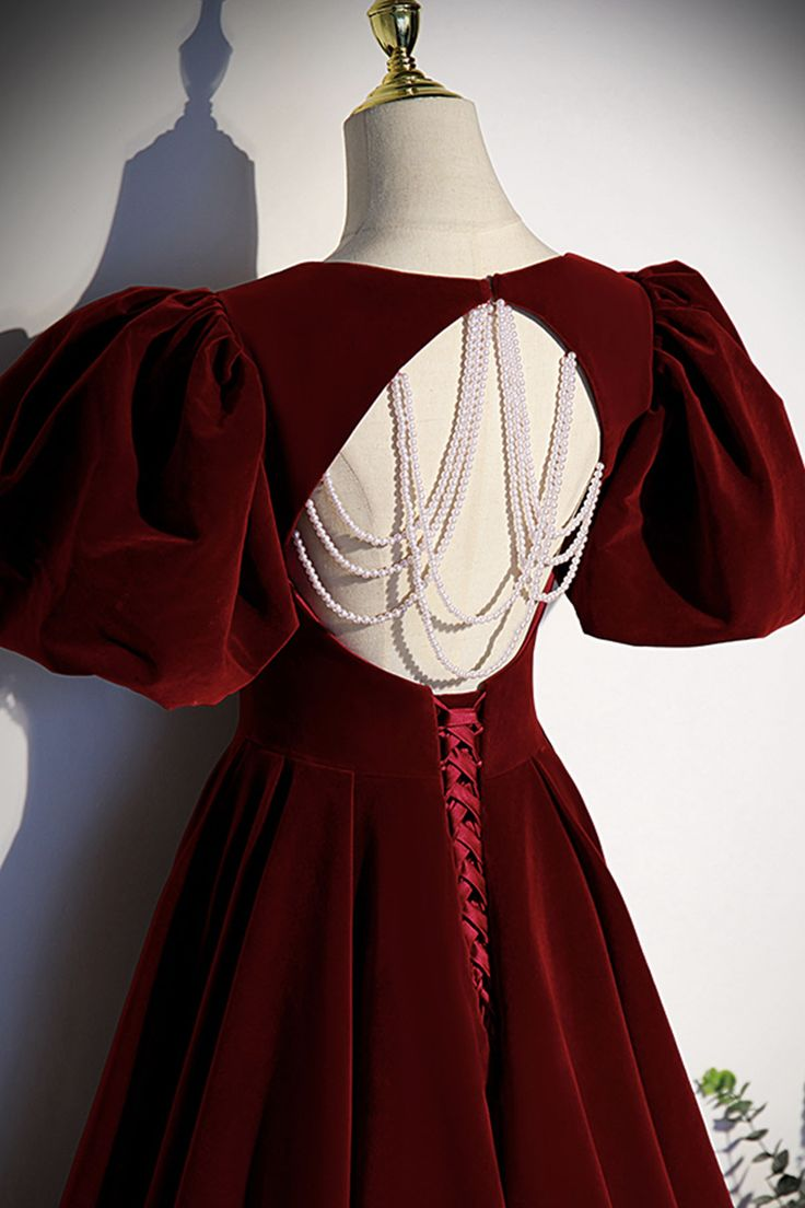 Burgunder Samt langes Ballkleid Abendkleid Y6348