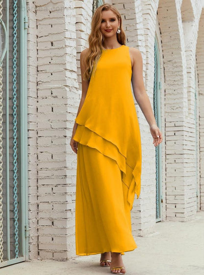 Chiffon Langes Plus Size Kleider für die Brautmutter Formales Brautjungfern-Abschlussballkleid SY28019 