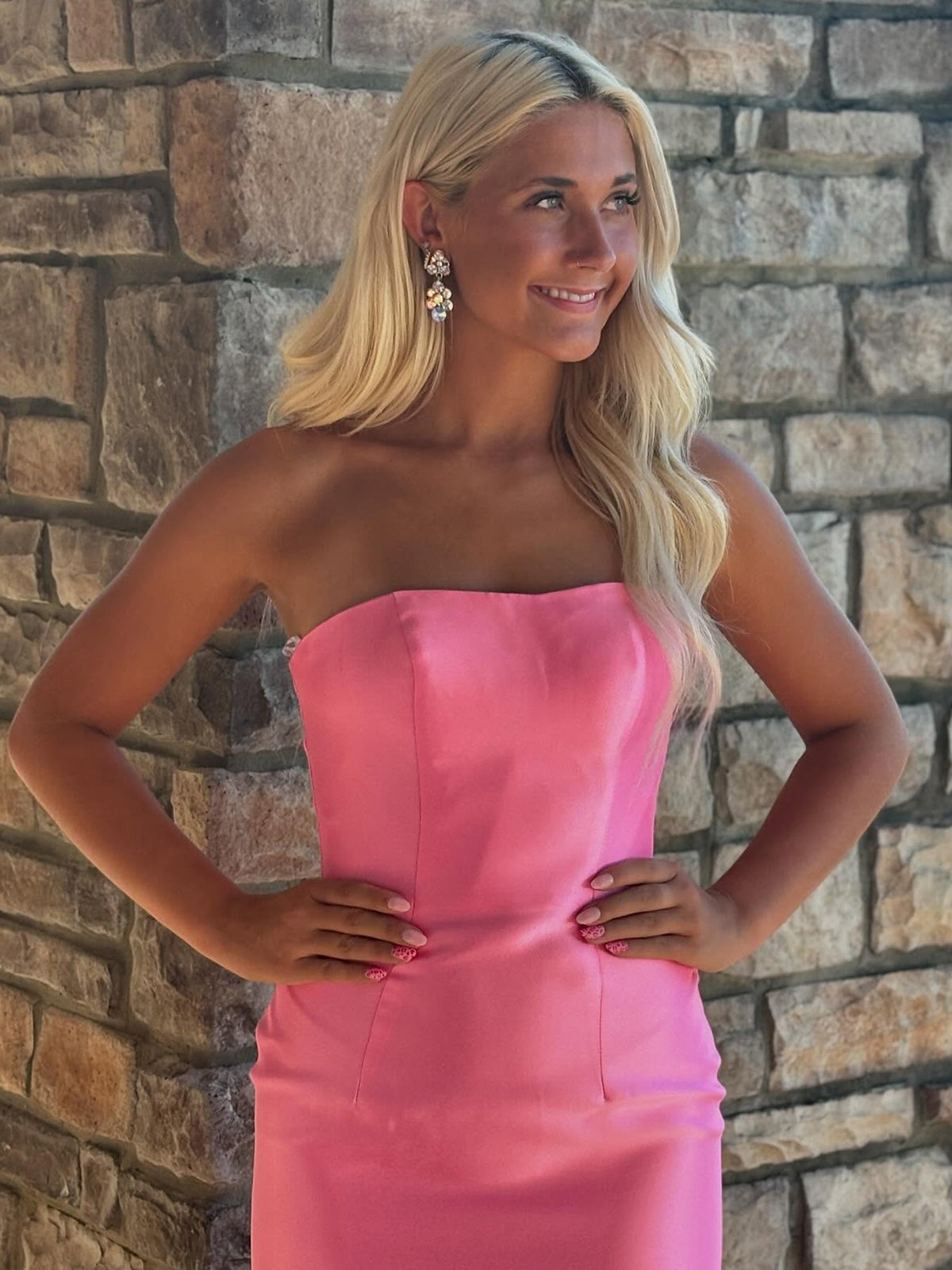 Ida | Sky Blue Mermaid Strapless Prom Dresses With Split