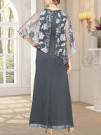 Vestido largo de malla brillante con corpiño asimétrico superpuesto novedoso