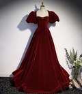 Burgunder Samt langes Ballkleid Abendkleid Y6348