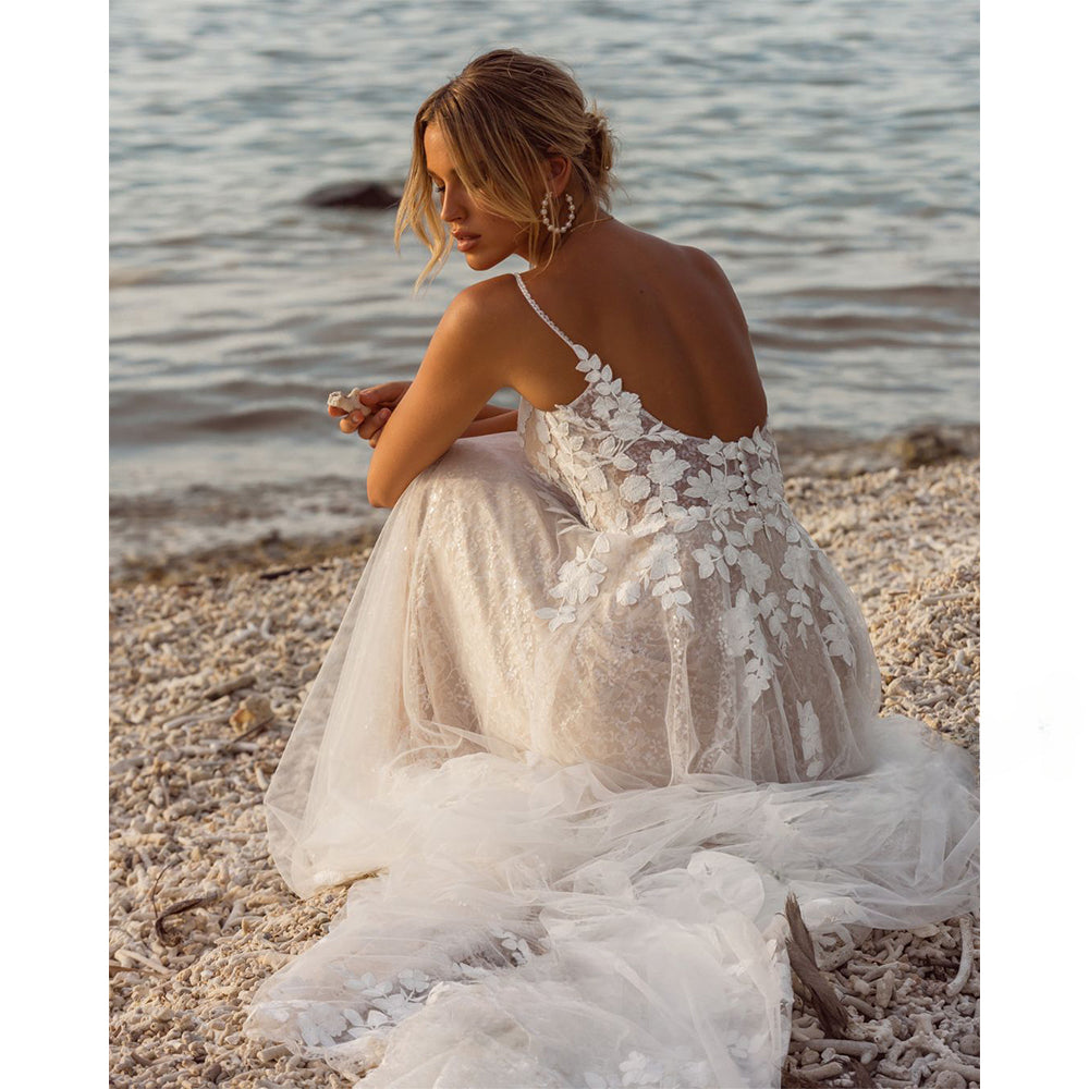 VIKTORIA Trendy Wedding Dress For Bride Sweetheart Spaghetti Straps Buttons Robe De Mariée Women Personalized Customization-payinti