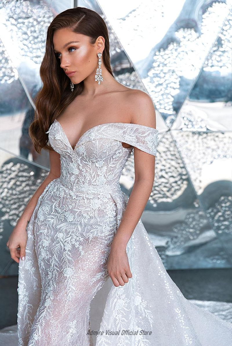 Newest Wedding Dress Mermaid 2 in 1 For Bride Sweetheart Neckline With Lace Apliques Custom Made Plus Sizes Vestidos De Novias-payinti