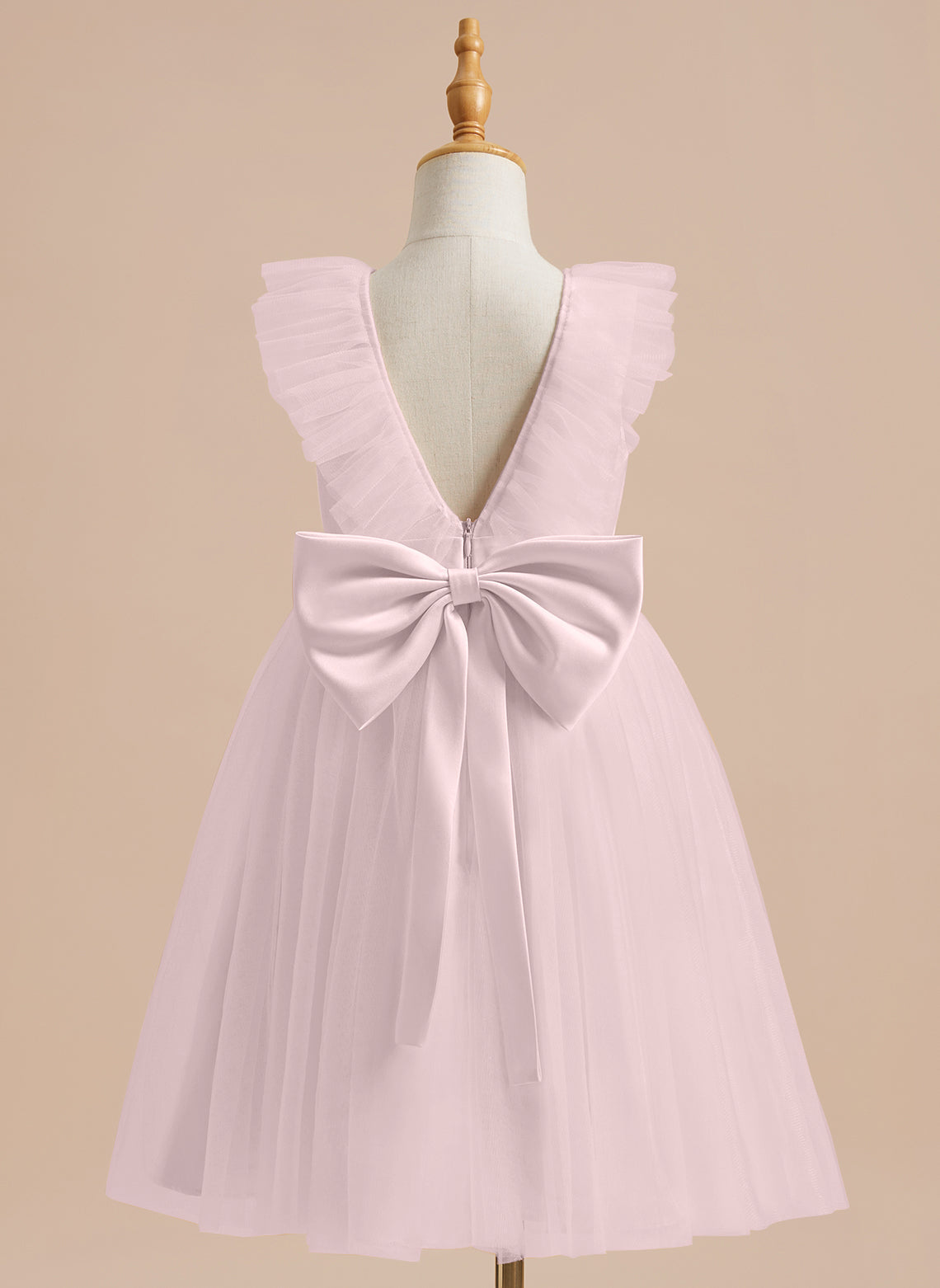 Knielanges A-Linien-Blumenmädchenkleid aus Satintüll 