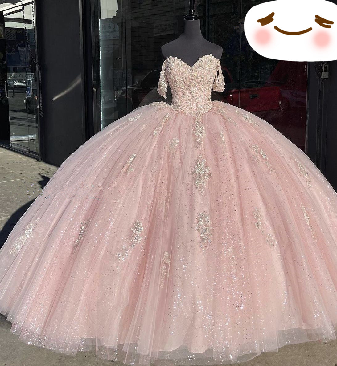 Weg Von Der Schulter Licht Rosa Quinceanera Kleider Ballkleid Süße 16 Kleid Y2731