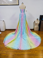 Vestido de fiesta de tul brillante con lentejuelas, corte A, vestido de noche Y8378