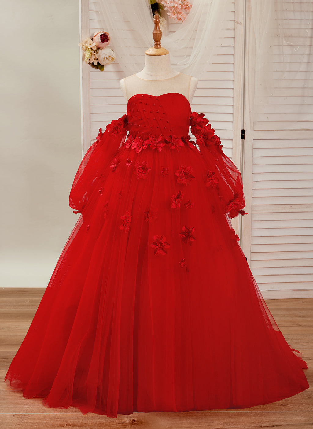 Vestidos de niña de las flores con vestido de princesa y flores en 3D