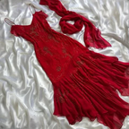 Wunderschönes Perlen-Ballkleid in Rot aus Chiffon mit Meerjungfrau-Motiv, Abendkleid, Partykleid Y7527