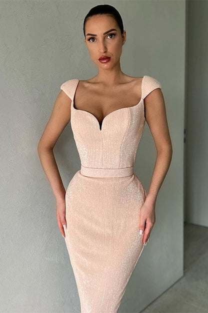 Vestido de fiesta largo estilo sirena con hombros descubiertos y escote corazón con lentejuelas