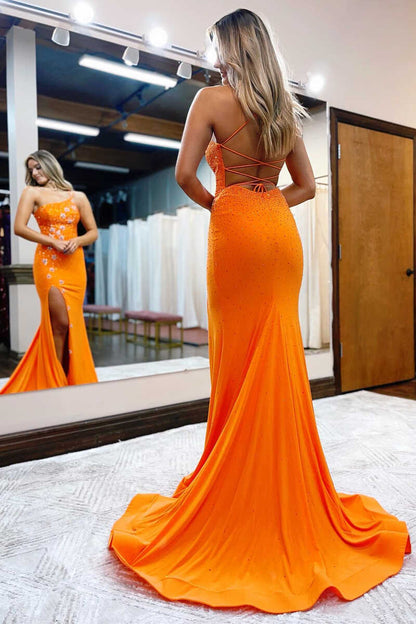 Lexi | Meerjungfrau-Ballkleid aus Jersey mit Perlenbesatz und One-Shoulder-Träger