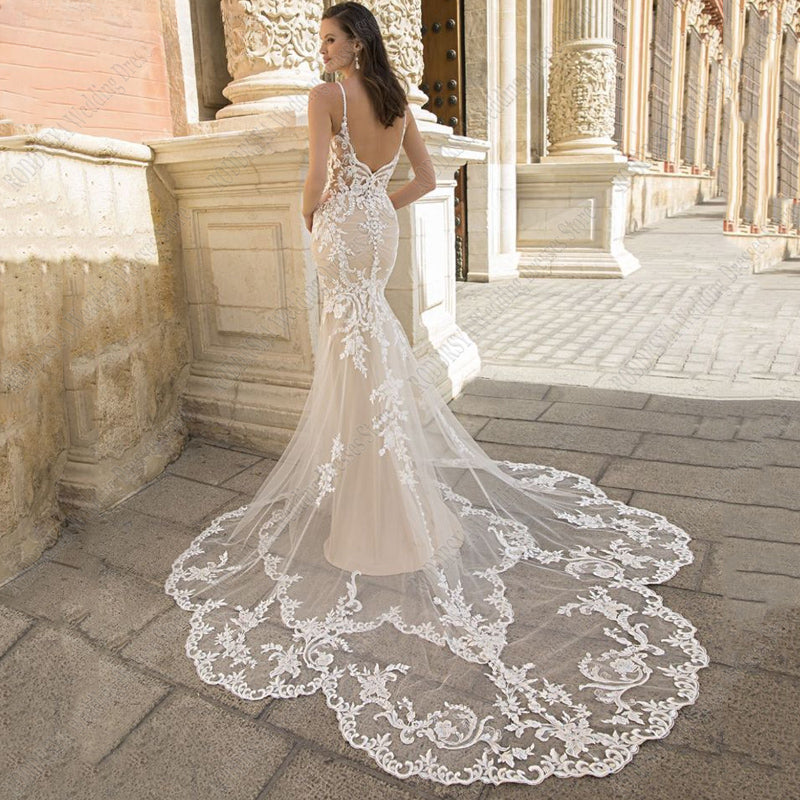 RODDRSYA Gorgeously Mermaid Wedding Dress For Bride Tulle Lace Appliques Court Train Sexy Wedding Gowns свадебное платье-payinti