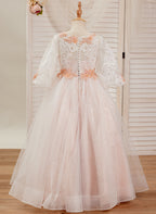 Ball-Gown/Princess Lace Tulle Floor-length Pink Dress (2003227890)