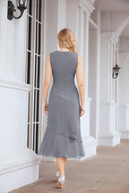 Vestido formal de fiesta Sunnderly de dos piezas, corte A, para madre de la novia, SY28072 