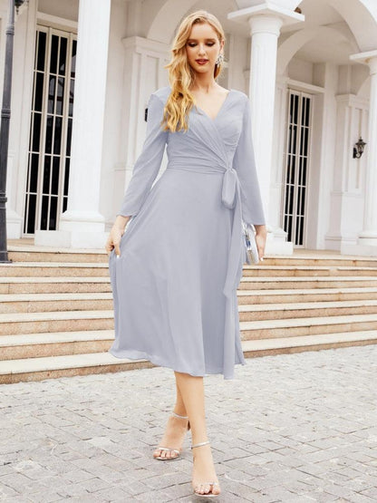 Brautjungfernkleid mit V-Rücken und Taillengürtel für die Mutter der Braut, Hochzeitsgäste, SY28031 