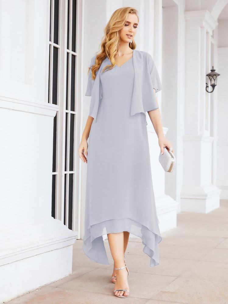 Vestido formal de fiesta Sunnderly de dos piezas, corte A, para madre de la novia, SY28073 