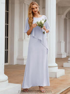 Vestido formal de fiesta Sunnderly, largo, para madre de la novia, con capa con volantes, SY28026 