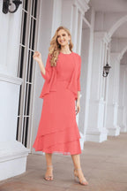 Vestido formal de fiesta Sunnderly de dos piezas, corte A, para madre de la novia, SY28072 