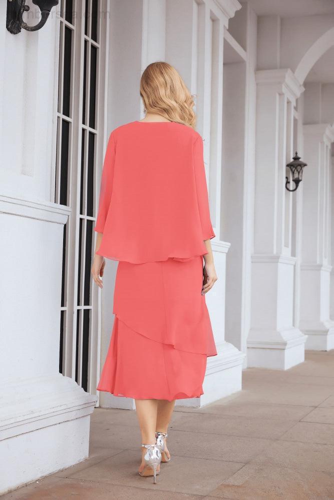 Vestido formal de fiesta Sunnderly de dos piezas, corte A, para madre de la novia, SY28072 