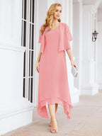 Vestido formal de fiesta Sunnderly de dos piezas, corte A, para madre de la novia, SY28073 