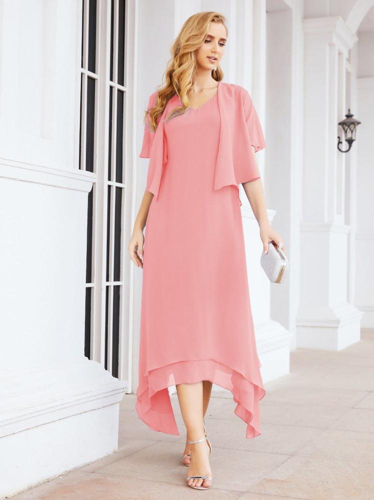 Vestido formal de fiesta Sunnderly de dos piezas, corte A, para madre de la novia, SY28073 