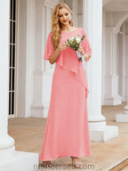 Vestido formal de fiesta Sunnderly, largo, para madre de la novia, con capa con volantes, SY28026 