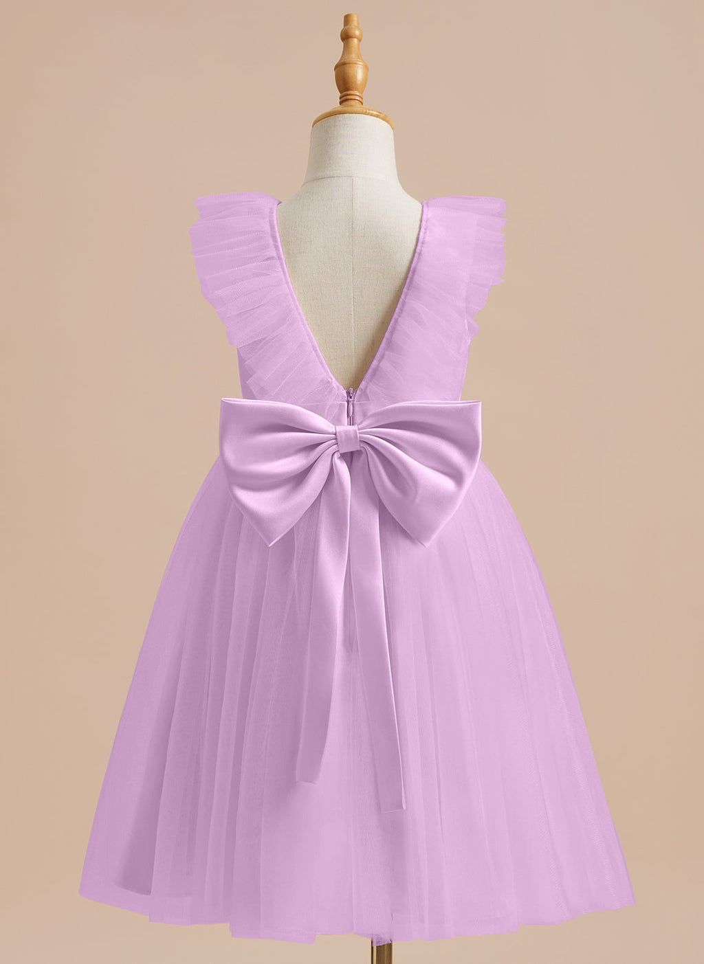 Knielanges A-Linien-Blumenmädchenkleid aus Satintüll 