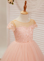 Duchesse-Linie/Princess-Linie Spitze Tüll Sweep/Pinsel zug Rosa Kleid (2003226644) 