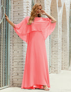 Vestido de dama de honor Sunnderly para mujer, de gasa, manga larga y cuello en V, vestido formal para boda o fiesta SY28018 