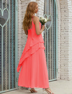Vestidos de gasa largos de talla grande para madre de la novia, vestido formal de dama de honor para graduación SY28019 