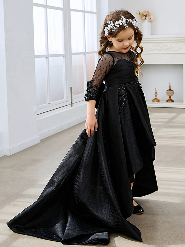 Duchesse-Linie/Princess-Linie Satin Sweep/Pinsel zug Schwarzes Kleid 