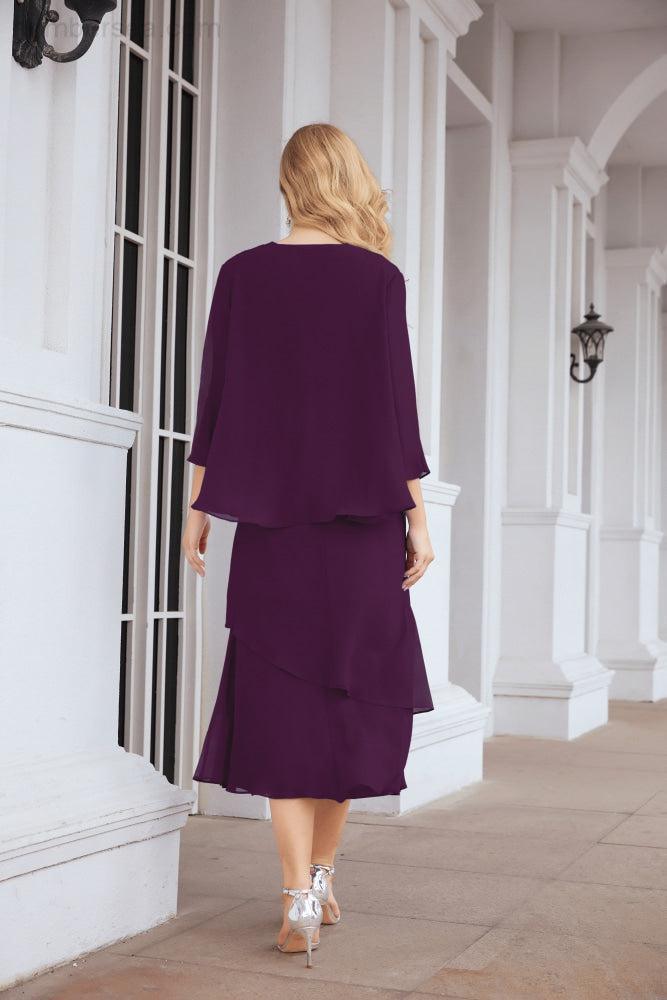 Vestido formal de fiesta Sunnderly de dos piezas, corte A, para madre de la novia, SY28072 