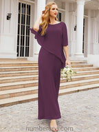 Vestido formal de fiesta Sunnderly, largo, para madre de la novia, con capa con volantes, SY28026 