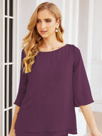 Elegante vestido de dos piezas para madre de la novia, talla grande, pantalón, capas con volantes, bata plateada SY28064 