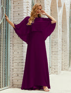 Vestido de dama de honor Sunnderly para mujer, de gasa, manga larga y cuello en V, vestido formal para boda o fiesta SY28018 