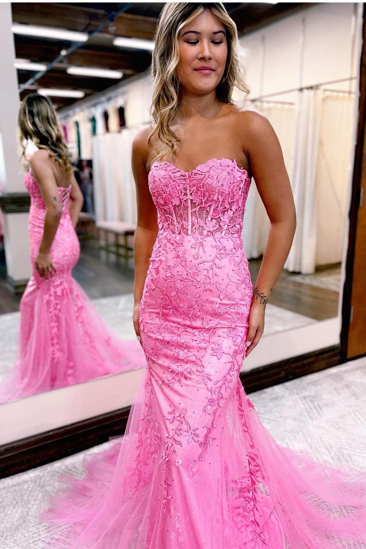 Tinsley | Meerjungfrau-Ballkleid mit Herzausschnitt und Tüllspitze