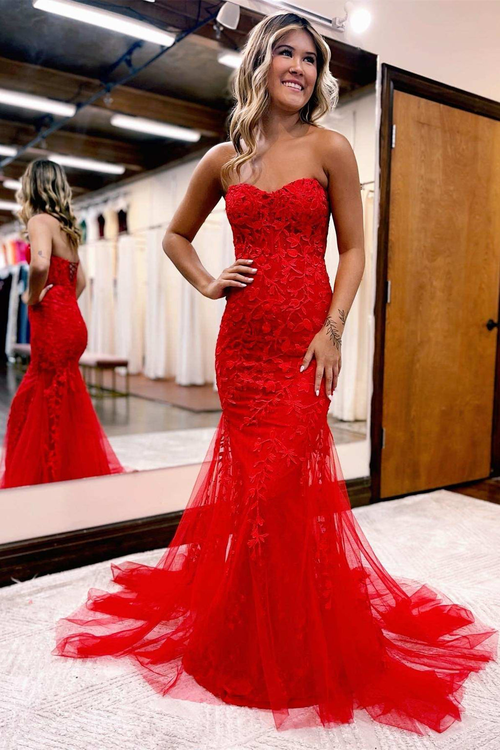 Tinsley | Meerjungfrau-Ballkleid mit Herzausschnitt und Tüllspitze