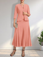 Vestido de gasa para madre de la novia con escote en A, largo hasta la rodilla, con lentejuelas y abalorios.