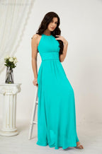 Vestido formal de fiesta Sunnderly de gasa con cuello halter, largo y sin mangas, para dama de honor SY2802 