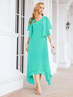 Vestido formal de fiesta Sunnderly de dos piezas, corte A, para madre de la novia, SY28073 