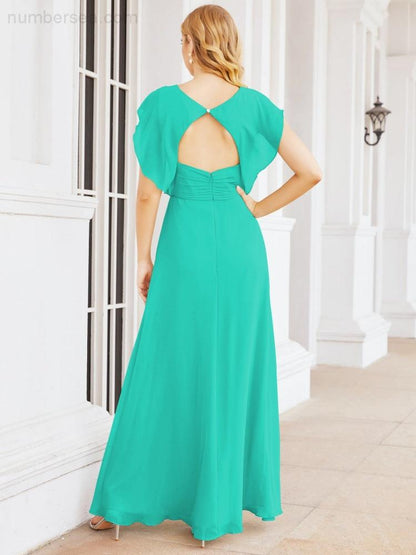 Sunnderly Brautjungfernkleider Cape Formales Ballkleid Rückenfreies Kleid für die Mutter der Braut SY28058 
