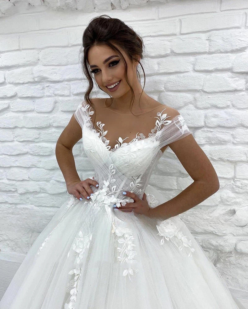 Gorgeous Women's Wedding Dresses A-Line 3D Lace Applique Bohemian Bridal Gowns Princess Formal Beach Party Sexy V-Neck 2023 Robe-payinti
